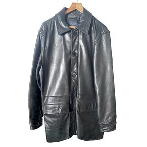 Turnbury 100% Lambskin Buttery‎ Soft Black Leather Car Coat Medium